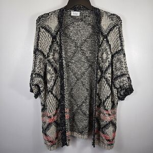 Bluetique Southwestern Abstract Chunky Knit Open Front Cardigan Sweater Size XL